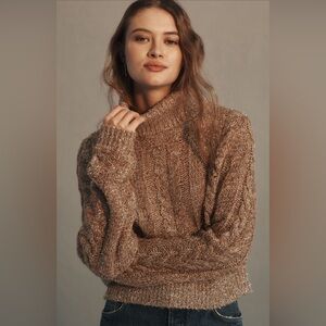 NWT! Anthropologie Pilcro Shine Cable-Knit Turtleneck Sweater 🍓🗝️